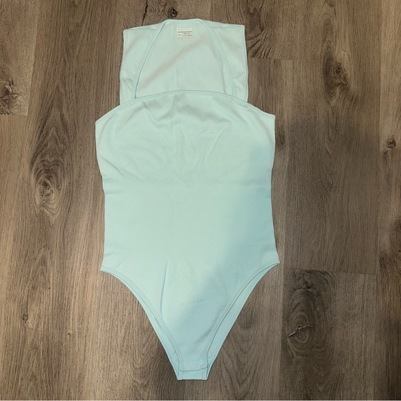 OQQ Tops - OQQ Womens Size XL Cotton Candy Blue Rib Knit Square Neck Sleeveless Bodysuit